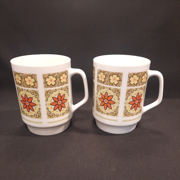 Vintage Boho Floral Ceramic Coffee Tea Mug Set ~ China - Picture 2 of 11